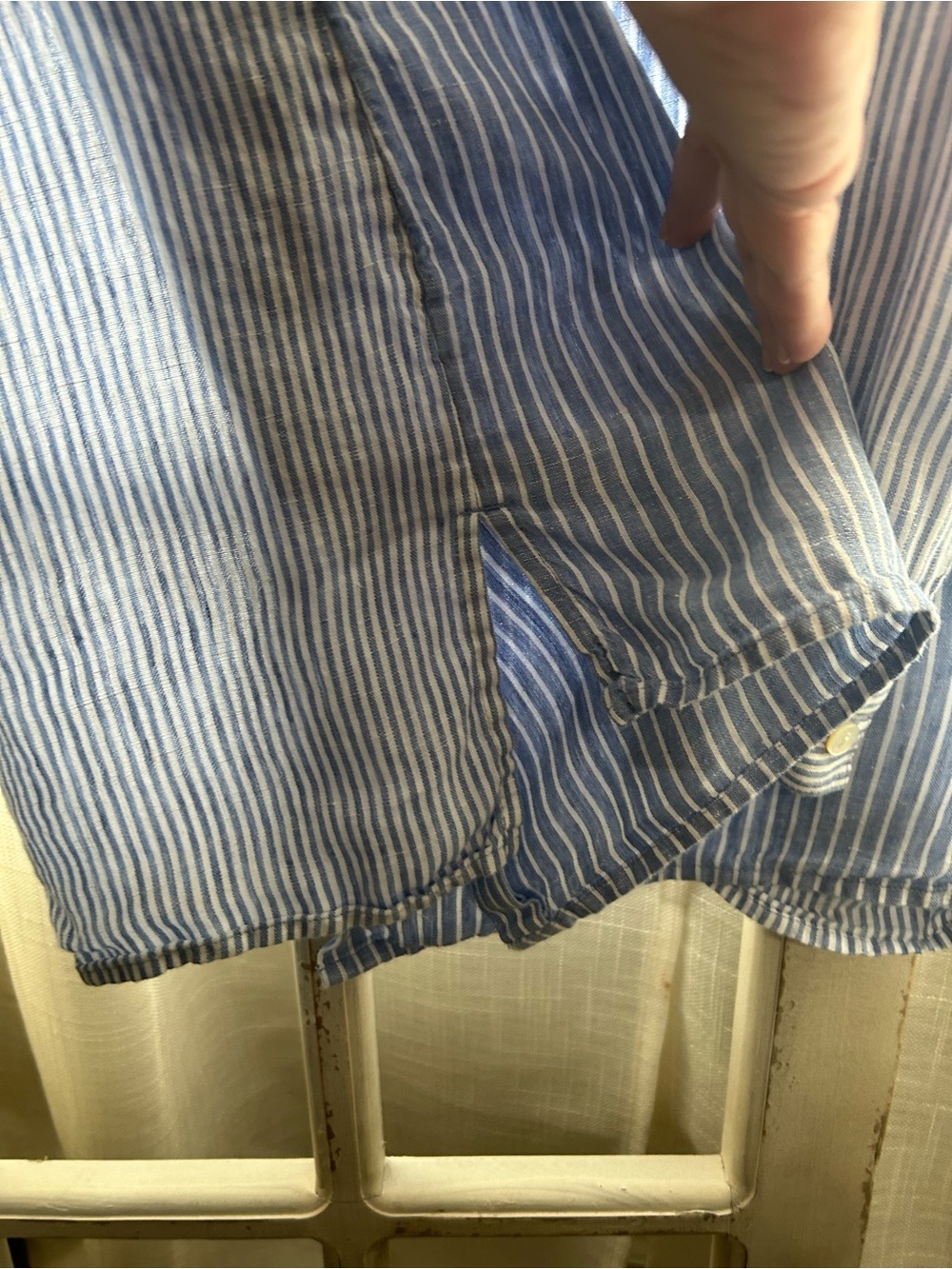 J.Jill j Jill LINEN Blue & White Striped Button-Up Shirt small Essential shirt - Picture 5 of 10
